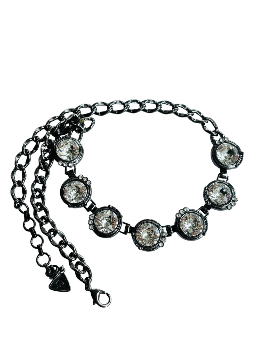 Silpada Glamour Statement Necklace Swarovski Crystals Hematite Plated 20”